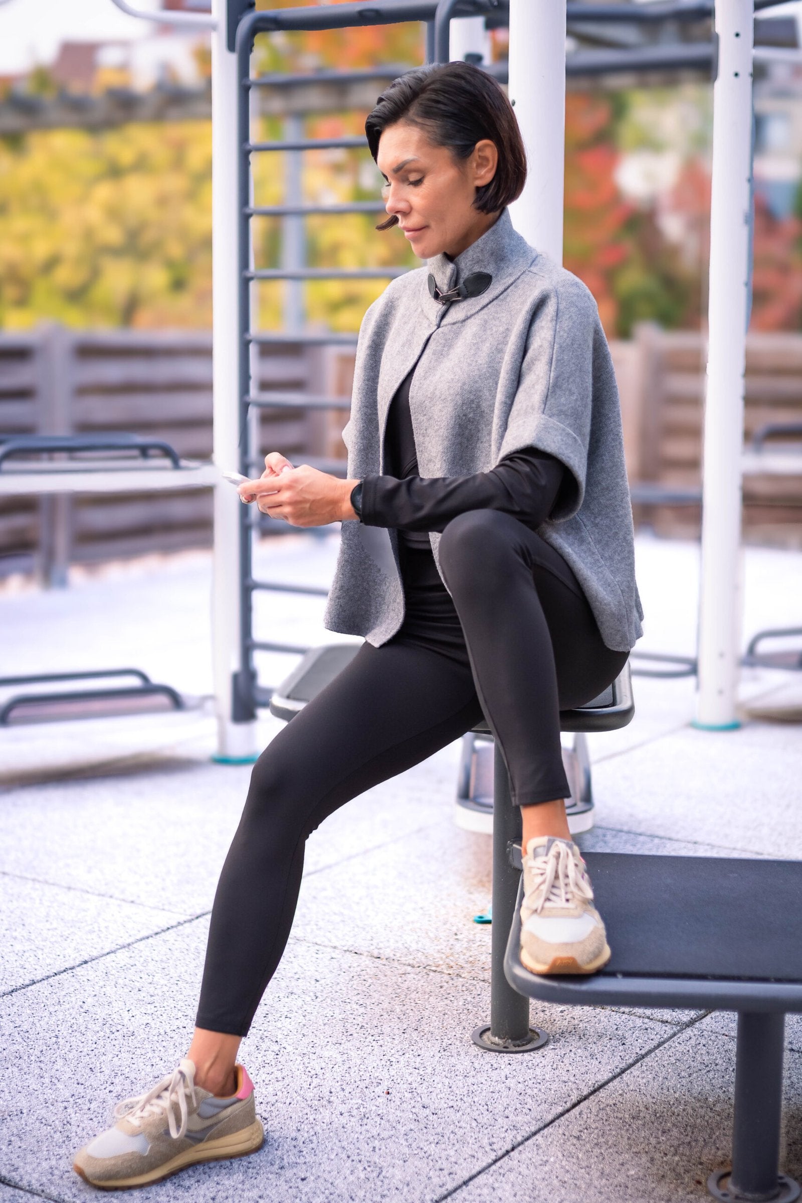 cardigan with front closure grey front