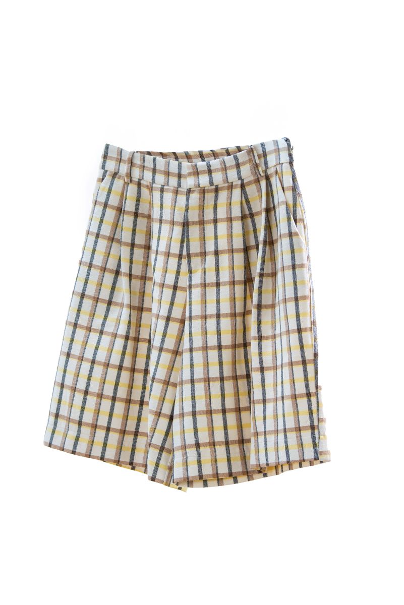 Plaid shorts on a white background