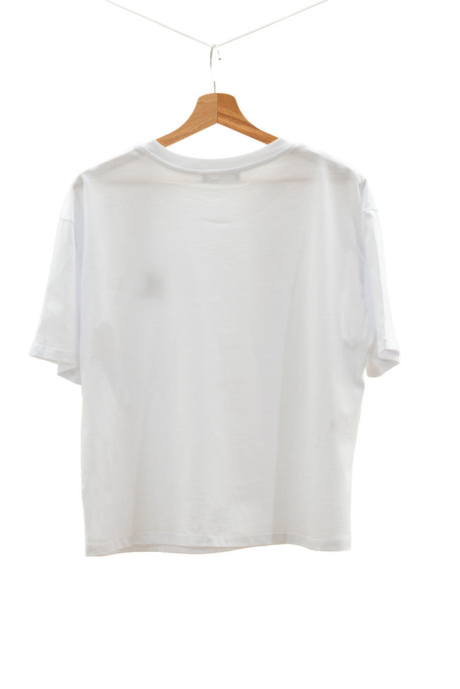 White Women’s T-Shirt with Dog Embroidery